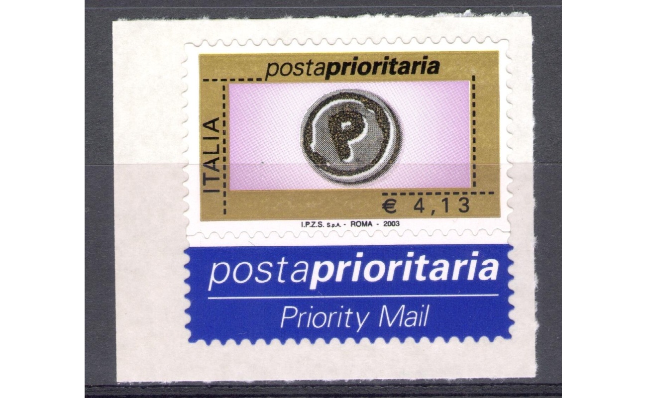 2003 Repubblica Posta Prioritaria 4,13 € viola oro nero grigio n° 2769 MNH**