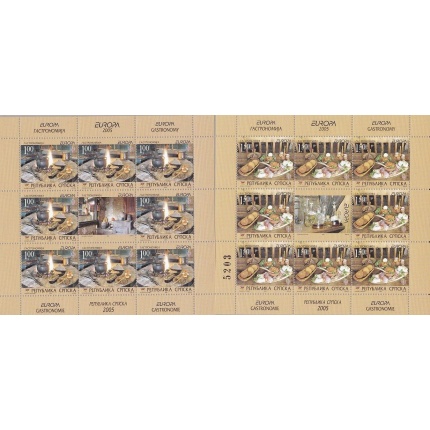 2005 EUROPA CEPT, Serbia Erz.Serba 2 Minifogli da 9 valori "Gastronomia"  MNH**