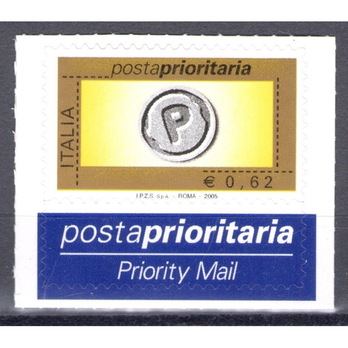 2005 Repubblica Posta Prioritaria 0,62 cent giallo oro nero grigi n° 2905 MNH**