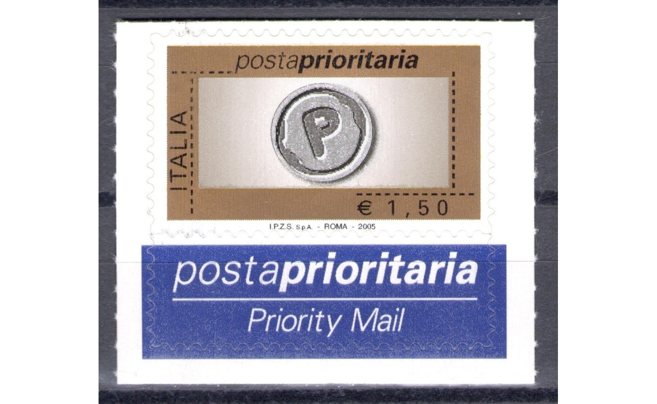 2005 Repubblica Posta Prioritaria 1,50 € grigio perla oro nero  n° 2907 MNH**