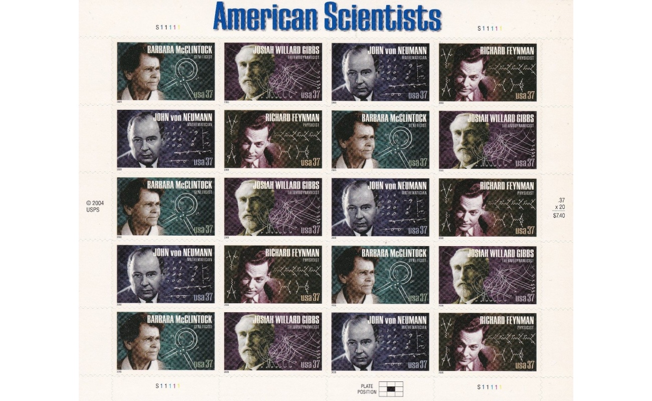 2005 Stati Uniti, Scienziati Americani - n° 4072/4075  Minifoglio di 20 MNH/**