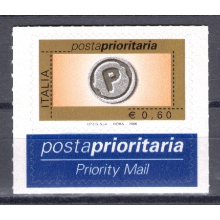 2006 Repubblica Posta Prioritaria 0.60 cent aranc oro nero grigio n° 2983 MNH**