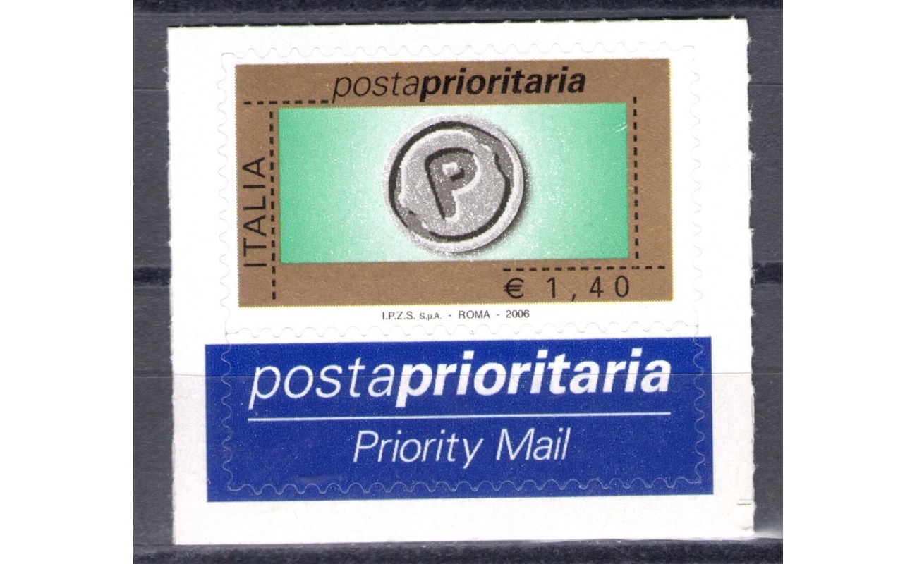 2006 Repubblica Posta Prioritaria 1,40 € verde oro nero grigio  n° 2956 MNH**