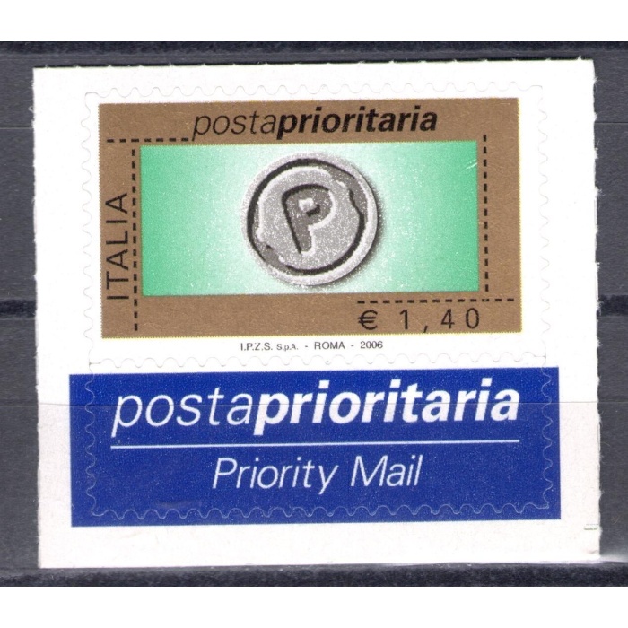 2006 Repubblica Posta Prioritaria 1,40 € verde oro nero grigio  n° 2956 MNH**
