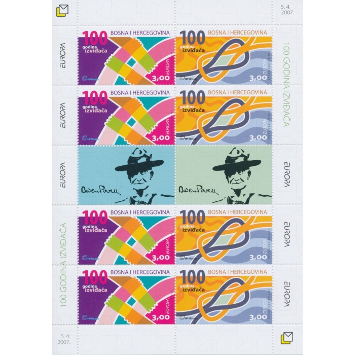 2007 EUROPA CEPT Bosnia Erzeg Croata Minifoglio "100 anni di Scoutismo" MNH**