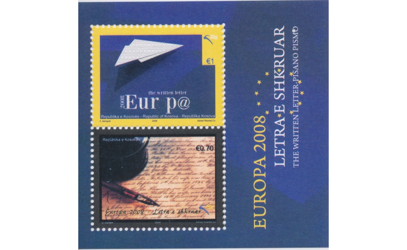 2008 EUROPA CEPT Kosovo Foglietto /Sheet "Lettere" MNH**