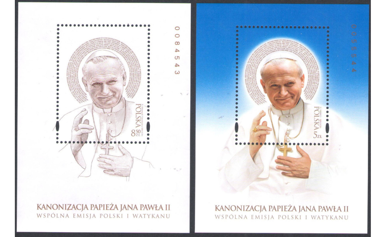 2014 Polonia, Canonizzazione Giovanni Paolo II 2 BF Congiunta  MNH **