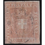 1860 TOSCANA, n° 22 80 cent. carnicino USATO