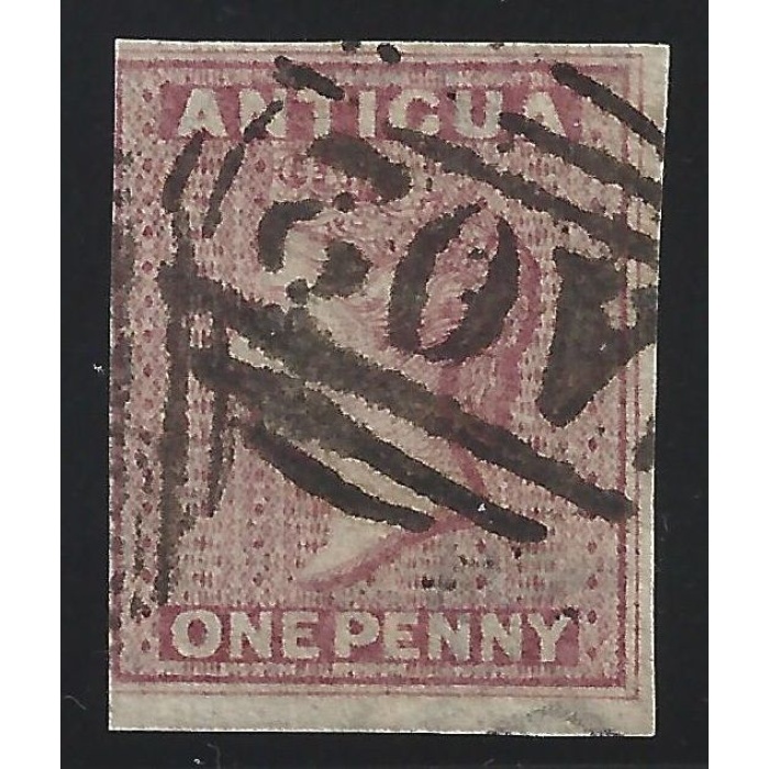 1863 ANTIGUA - 1d. vermillion - Fake postmark on imperforate plate proof