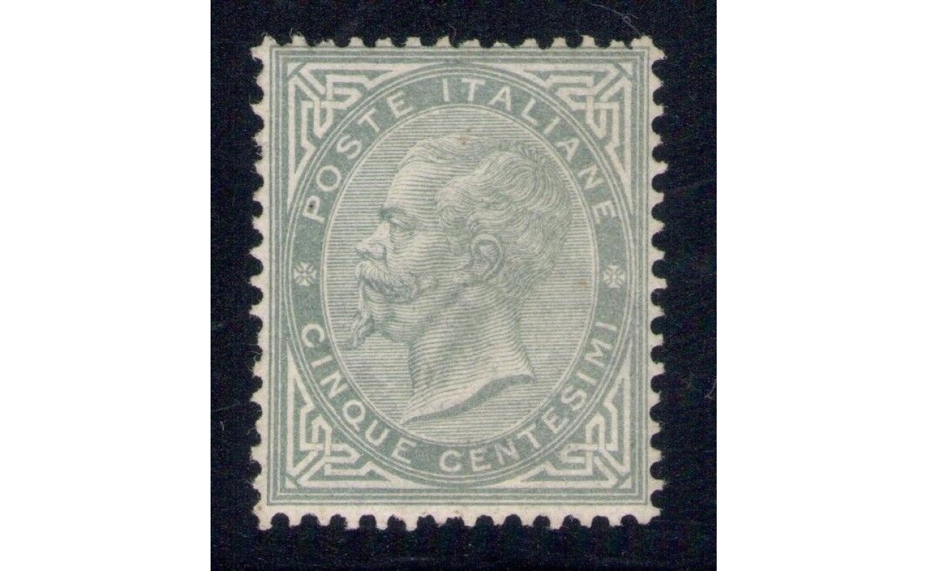 1866 Regno Italia, n° 16T ,Vittorio Emanuele II , 5 cent verde , Tiratura di Torino , MNH** Raybaudi Oro Centrato