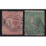 1867 ANTIGUA - SG n° 7 + n° 9 USED