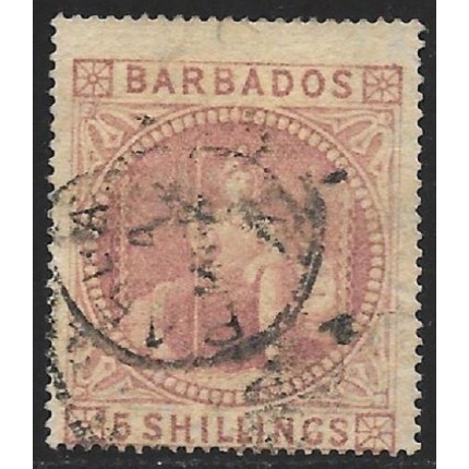 1873 BARBADOS, n° 64  5sh. dull rose USED