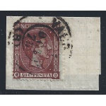 1875 SPAGNA - n. 158  40 c. bruno  USATO SU FRAMMENTO