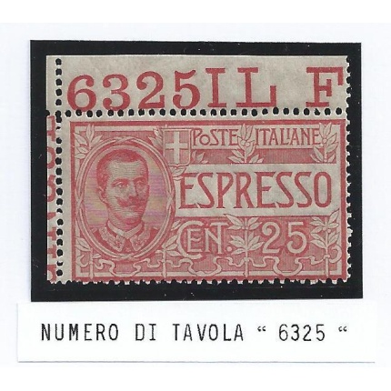 1903 Italia - Regno , Espresso n° 1 con NUMERO DI TAVOLA MNH/**