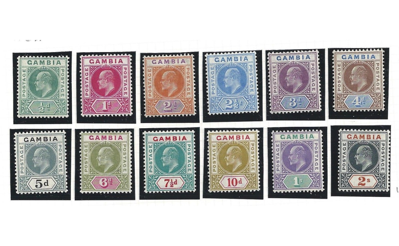 1904-06 GAMBIA - Stanley Gibbons n. 57/68  serie di 12 valori - Edoardo VII Effige - MLH*