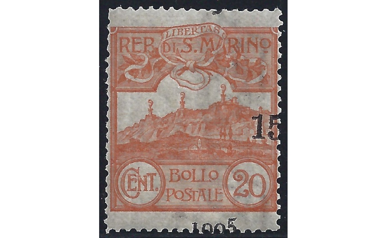 1905 SAN MARINO, n° 46 MNH/** RARA VARIETA' NON CATALOGATA Firma Sorani