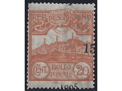 1905 SAN MARINO, n° 46 MNH/** RARA VARIETA' NON CATALOGATA Firma Sorani