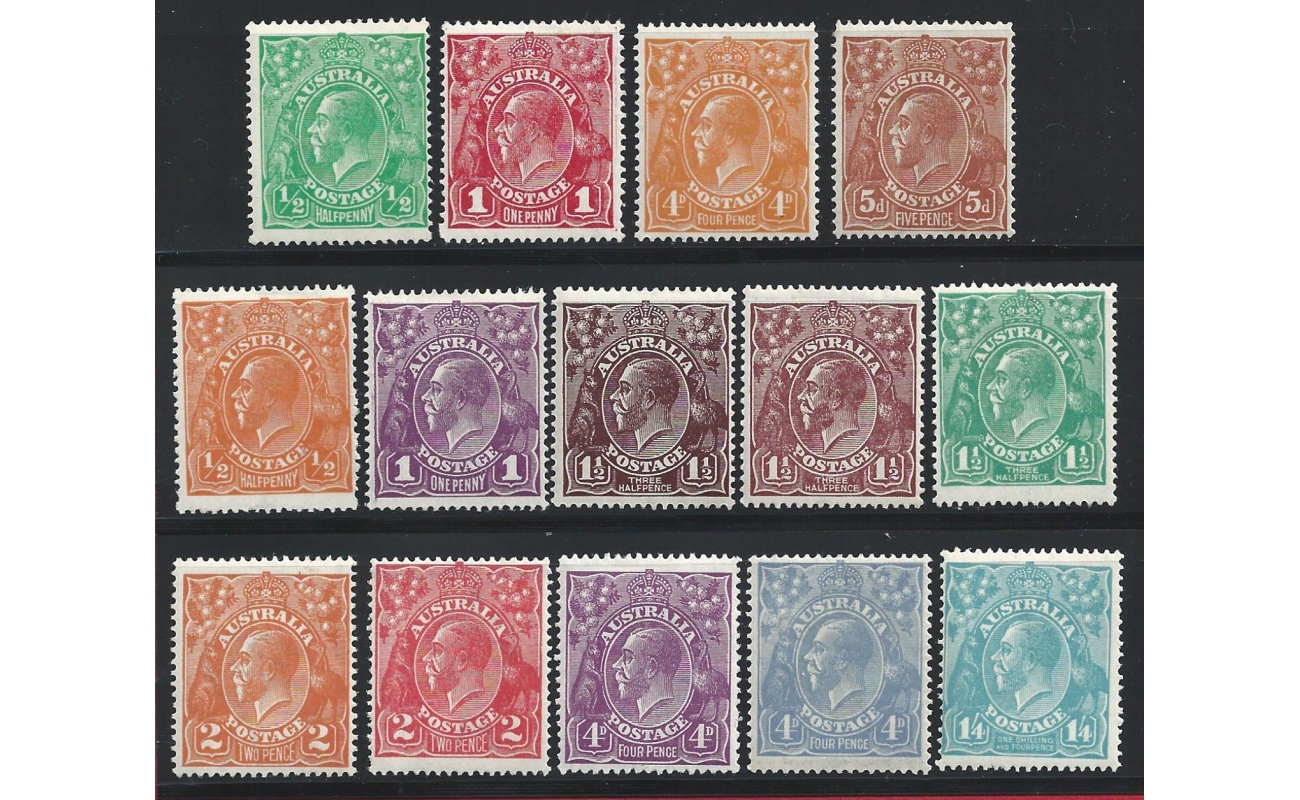 1914-23 AUSTRALIA,  SG 20/23+56/66 14 valori  MH/MLH