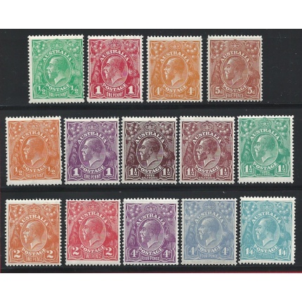 1914-23 AUSTRALIA,  SG 20/23+56/66 14 valori  MH/MLH