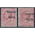 1918 VENEZIA GIULIA, n° 22ea 10 cent. LEONI MNH/** VARIETA'