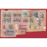 1919 Trento e Trieste, n° 1/11 + Ex 1/2  su grande frammento Raccomandata con annullo Trieste 15-04-1919