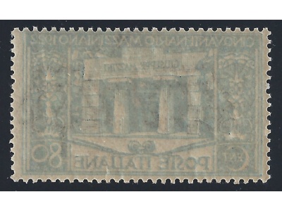 1922 REGNO, n° 130h  80 cent. azzurro  MNH/** DECALCO