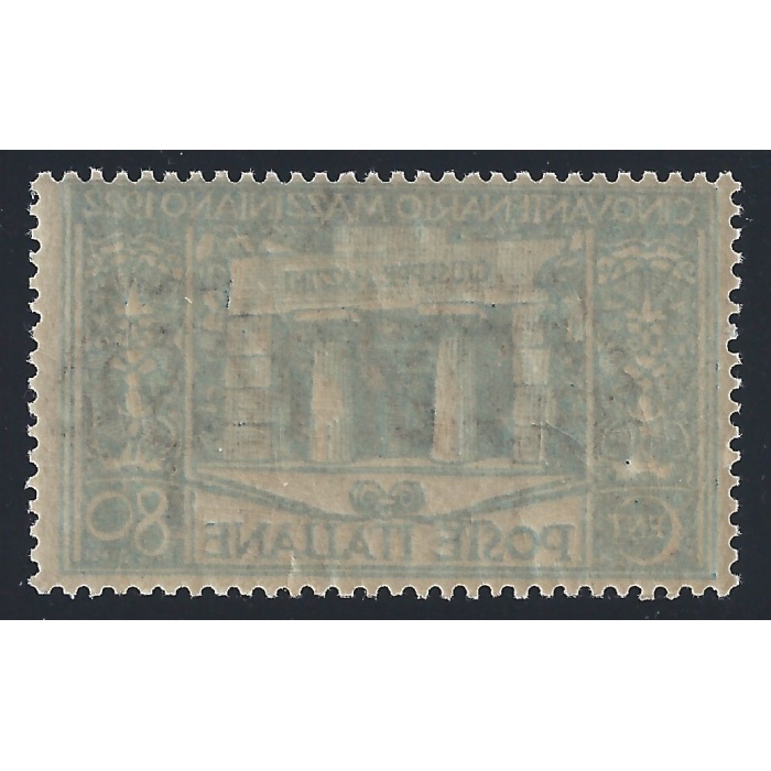 1922 REGNO, n° 130h  80 cent. azzurro  MNH/** DECALCO