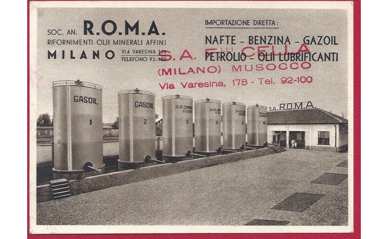1935 S.A. ROMA Rifornimento Olii Minerali Affini, NUOVA