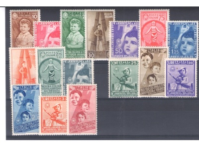 1936 Italia - Regno  , Colonie Estive , 16 valori - Serie completa - MNH** 406/15 + Posta Aerea 100/05