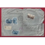 1937 ETIOPIA, n° 7 L. 1,25 tre esemplari su lettera per Milano (mista Eritrea)