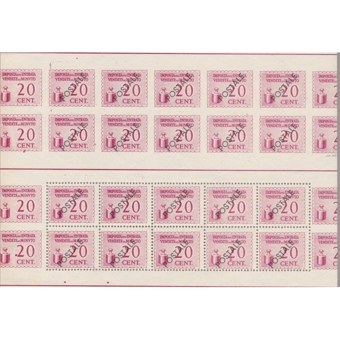 1944 RSI, Casalecchio di Reno CEI n° 7 20 c. rosa in blocco di 20 MNH/**