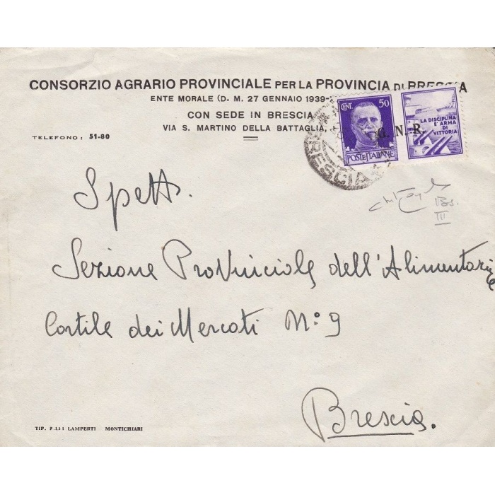 1944 RSI - PG 21/II 50c. violetto isolato su lettera firmata Raybaudi