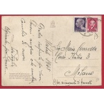 1945 Italia - cartolina affrancata con Marca da Bollo 20 cent. rosso