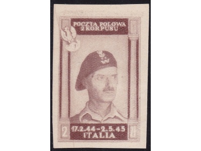 1946 CORPO POLACCO, n° 8Bb 2z. bruno cioccolato chiaro CARTA SPESSA (*)