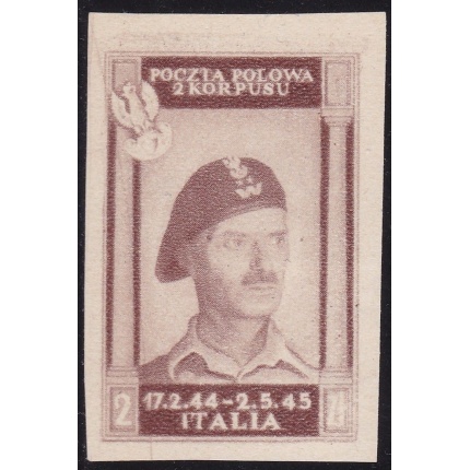 1946 CORPO POLACCO, n° 8Bb 2z. bruno cioccolato chiaro CARTA SPESSA (*)