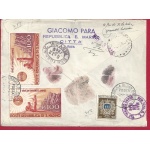 1946 SAN MARINO, n° 296 UNRRA (x5)+ n° 295 su lettera  viaggiata per New York