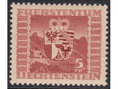 1947 Liechtenstein, n° 227 5f. bruno rosso MNH/**