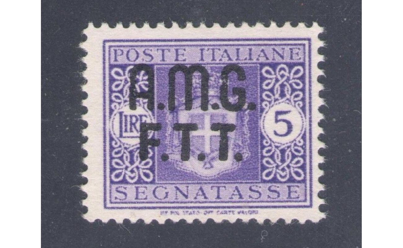 1947 TRIESTE A Segnatasse 5 L violetto Senza Filigrana Centrato 4A SENZA GOMMA