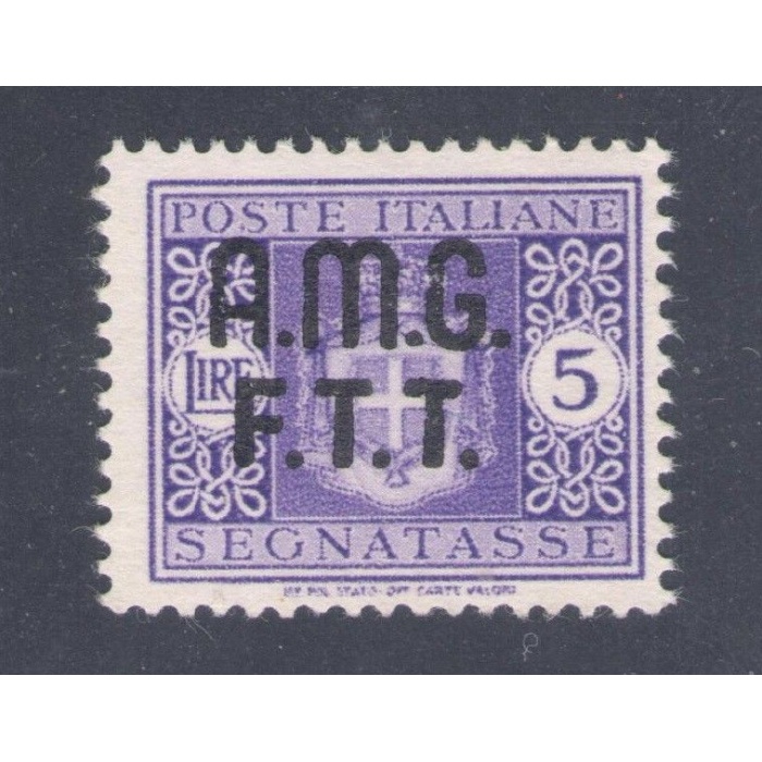 1947 TRIESTE A Segnatasse 5 L violetto Senza Filigrana Centrato 4A SENZA GOMMA