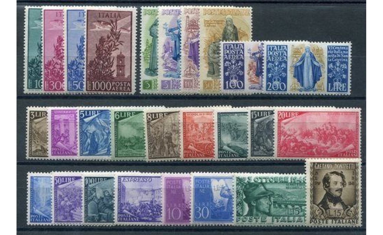 1948 Italia Repubblica , francobolli nuovi , Annata Completa 27 valori, MNH**