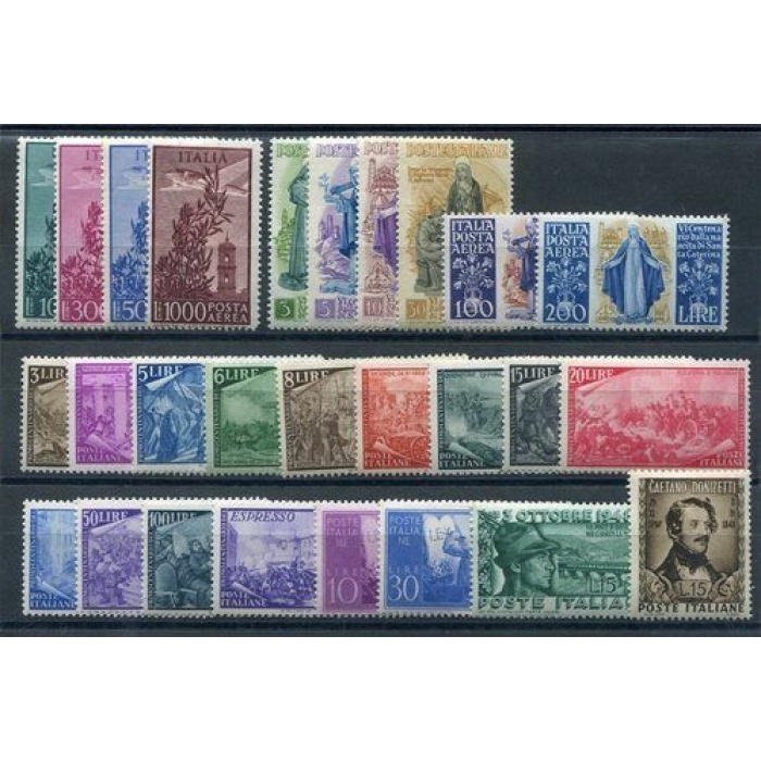 1948 Italia Repubblica , francobolli nuovi , Annata Completa 27 valori, MNH**