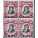 1948 SAN MARINO, n° 341 Delfico sovrastampato  MNH/**  QUARTINA