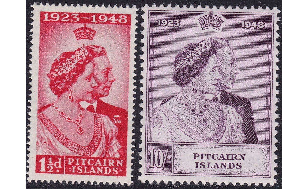 1949 Pitcairn Islands, Stanley Gibbons n. 11/12 - Silver Royal Wedding - serie di 2 valori - MNH**