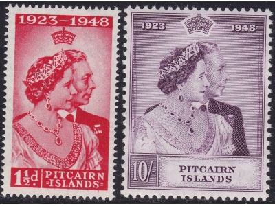 1949 Pitcairn Islands, Stanley Gibbons n. 11/12 - Silver Royal Wedding - serie di 2 valori - MNH**