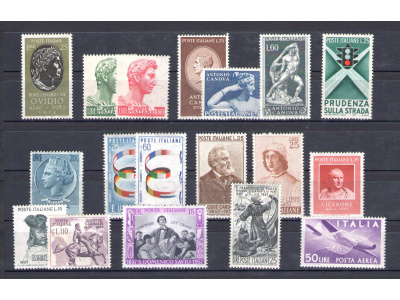 1957 Italia Repubblica, francobolli nuovi , Annata completa 18 valori , nuovi , MNH**