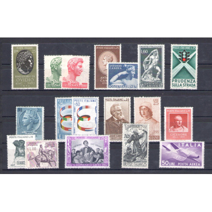 1957 Italia Repubblica, francobolli nuovi , Annata completa 18 valori , nuovi , MNH**