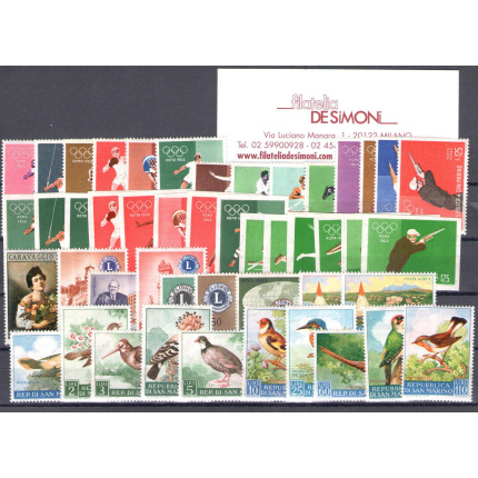 1960 San Marino, francobolli nuovi , 33 valori + 3 Foglietti - MNH**