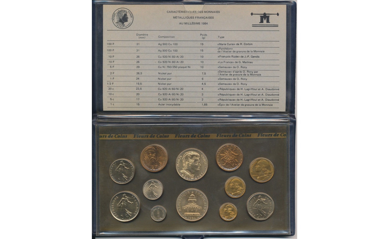 1984 Francia - Monete di Paigi - 12 valori FDC