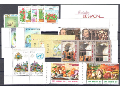 1992 San Marino, Annata Completa , francobolli nuovi , 21 valori + 1 Foglietto + 1 Libretto - MNH**
