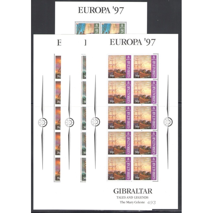 1997 EUROPA CEPT Gibilterra/Gibraltar 4 Minifogli di 10 valori MNH**